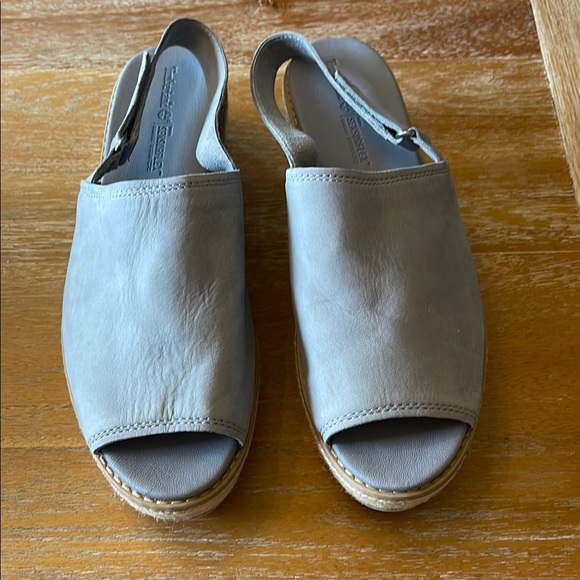 Timberland Gray Peep Toe Emerson Wedge Sandals SZ 11 NWOT - Picture 2 of 9